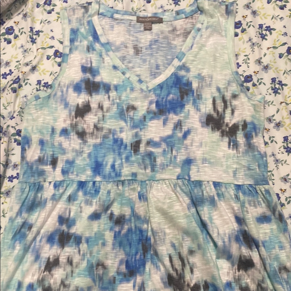 Blue and White Tie-Dye Tank Top